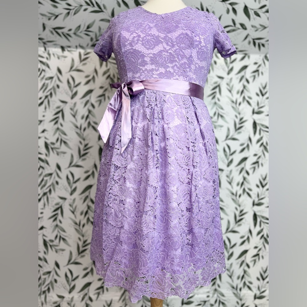 Retro Vintage Style Lace Lilac MOB Bridesmaid Wedding Classic Size L (12) New #4 - Picture 7 of 16